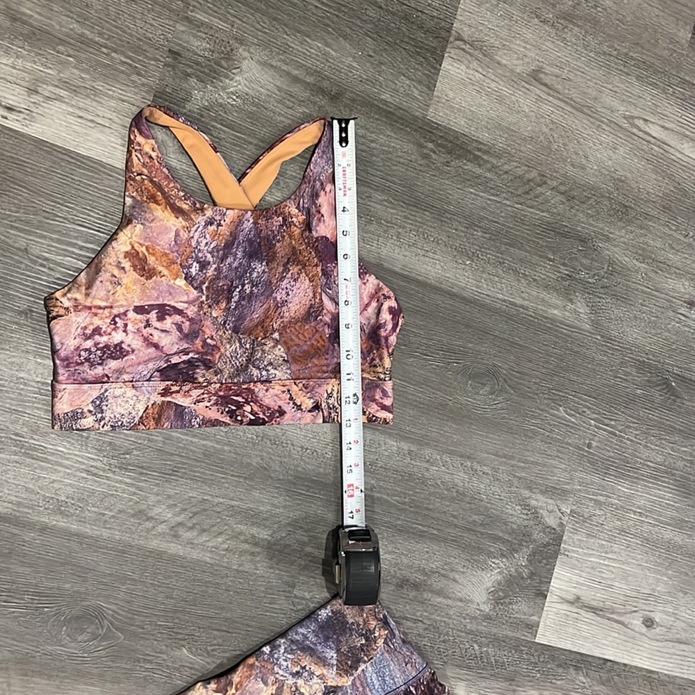Fabletics Purple Multi Marble-Print Leggings & Sports Bra Set - Picture 6 of 10